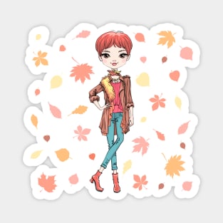 Girl in autumn clothes 3 Magnet