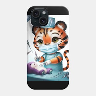 Cute Kawaii tiger as a surgeon Phone Case