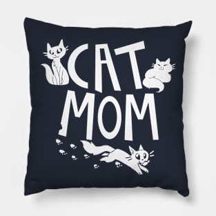 Cat Mom (White Text) Pillow