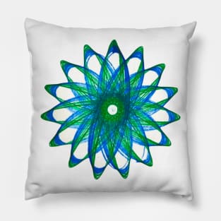 Spirograph Star Pattern #4--Blue and Green Pillow