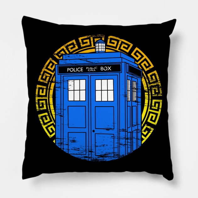 Circle Tardis Pillow by Meca-artwork