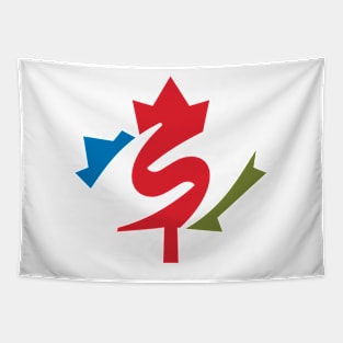 Maple leaf and caring hand Gesture around a letter S Tapestry