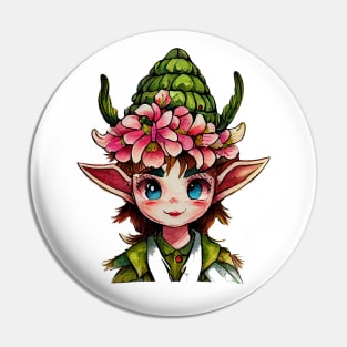 Flower Elf or Fairy Portrait Pin