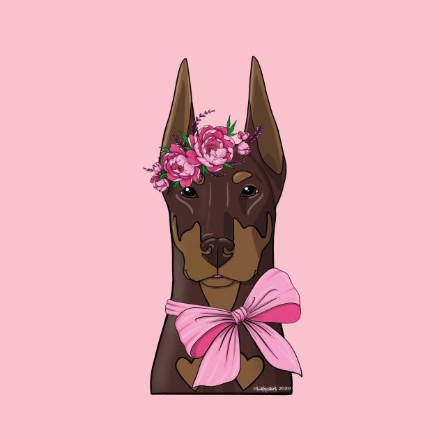 Red Doberman flower girl by FLCupcake