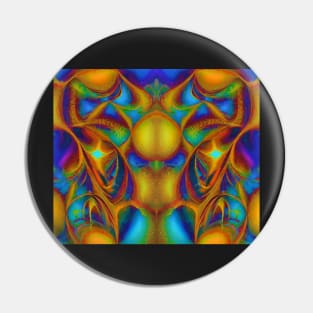 Golden Yellow Aesthetic - Abstract Multicolored Fractal Pattern Pin