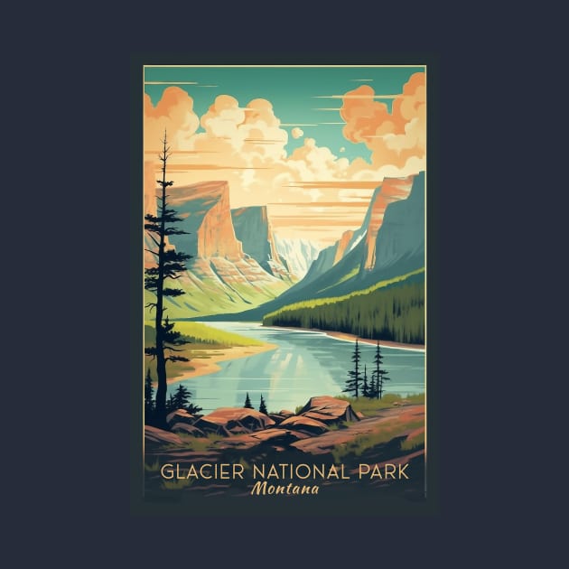 Glacier National Park Travel Poster by GreenMary Design