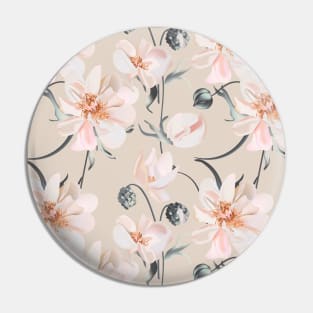 Peony 3d pattern beige Pin