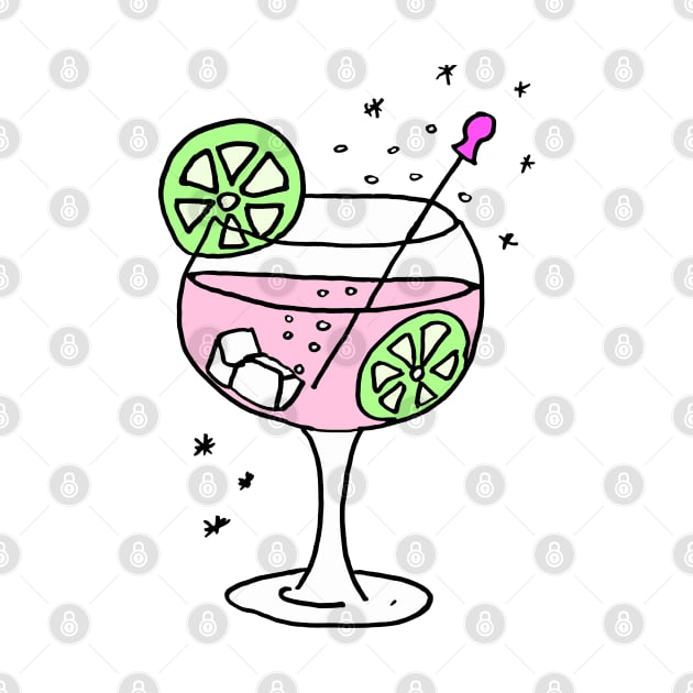 Pink Gin and Ice Cubes by Michelle Le Grand