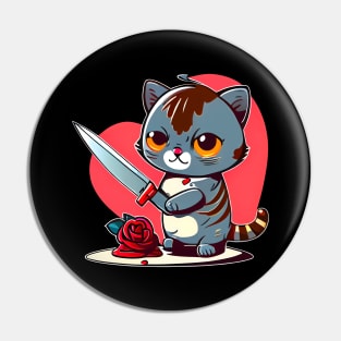 Valentines Cat with Knife Pin