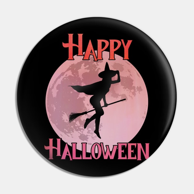 Happy Halloween - The Flying Witch Pin by Moon Lit Fox