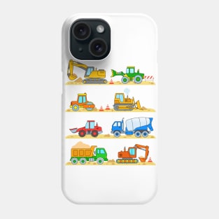 Vehicles Construction Site Dump Truck Concrete Mixer Excavator Phone Case