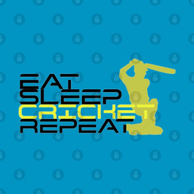 EAT SLEEP CRICKET REPEAT by KoumlisArt
