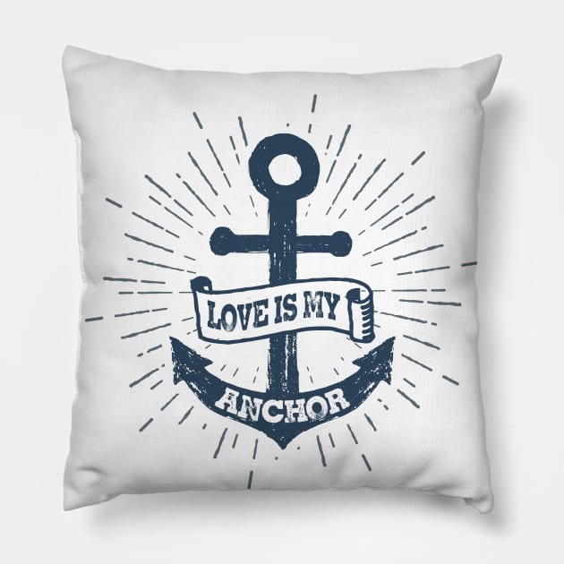 Nautical lettering: Love is my anchor Pillow by GreekTavern