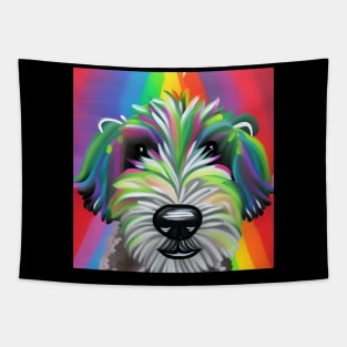 Sheepadoodle Rainbow Painting Tapestry