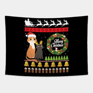 Cats Noel Costume Dance Together Merry Christmas Ugly Sweat Tapestry