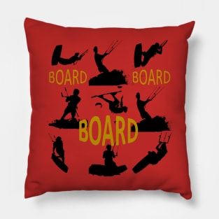 Board Board Board Kiteboard Humor Black Silhouette Pillow