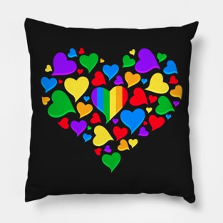 Gay Valentines Day Colored Hearts Pillow