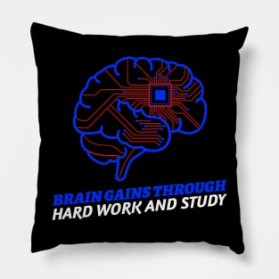 Brain Gains Through Hard Work And Study Pillow