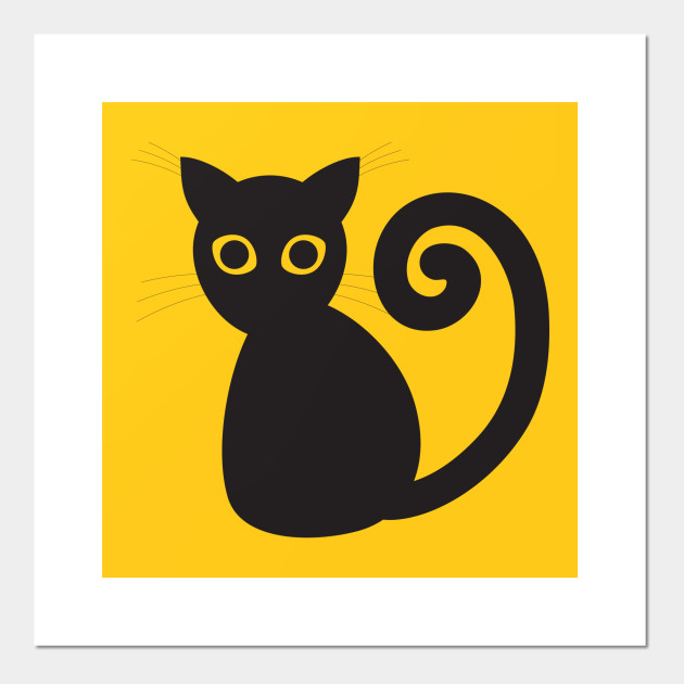 Black Vector Cat With Orange Eyes Cat Posters And Art Prints Teepublic