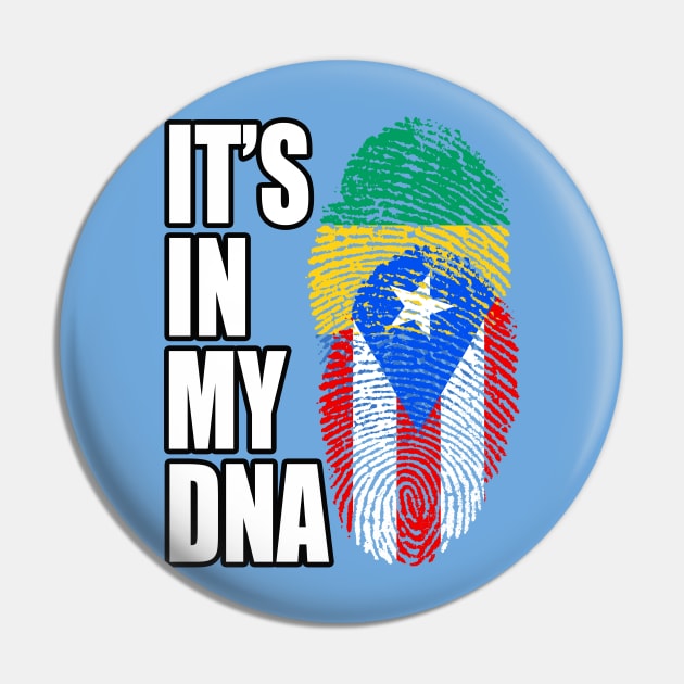 Puerto Rican And Gabonese Mix DNA Flag Heritage Pin by Just Rep It!!