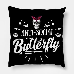 Anti-Social Butterfly - Introverts be like - Skull Moth - Social Anxiety Pillow
