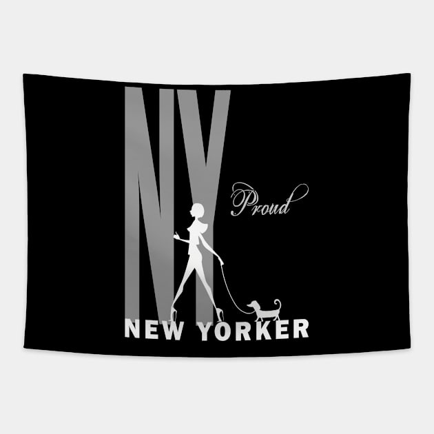 Proud New Yorker Woman On Dark Tapestry by funfun