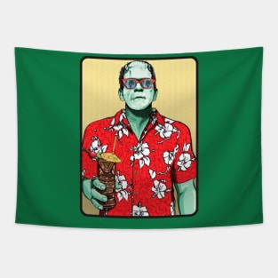 Tiki Frankenstein w/ thatch background Tapestry