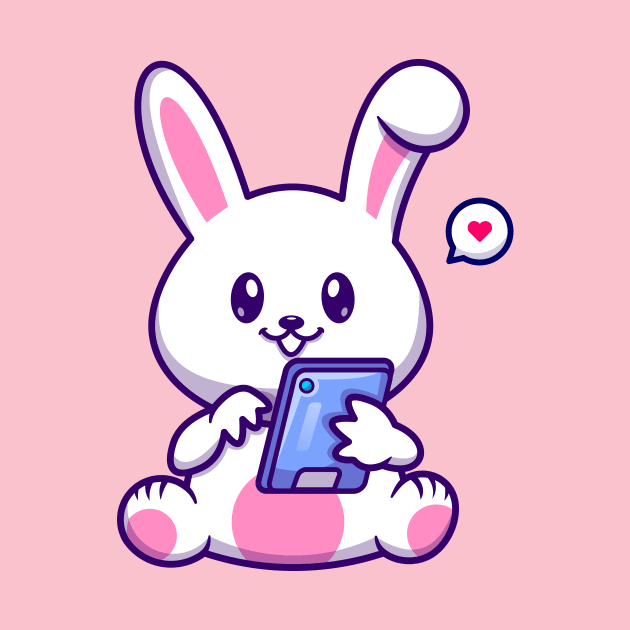 Cute Rabbit Playing Phone Cartoon by Catalyst Labs