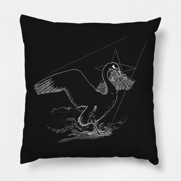 Swan of Judgement Drawing (Dark) Pillow by JoeyTheBoey