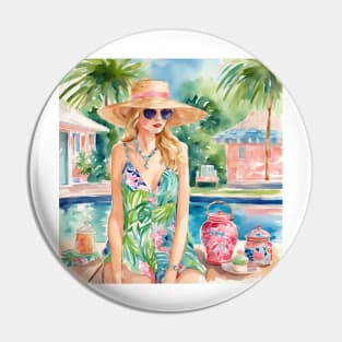 Girl in sunglasses at the swimming pool Pin