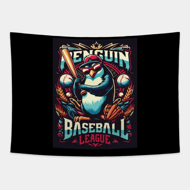 Penguin Baseball Tribute - Penguin Baseball League Tapestry by TributeDesigns