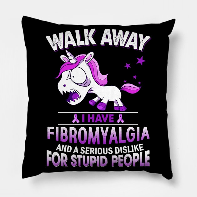 funny fibromyalgia grumpy unicorn warrior Pillow by TeesCircle