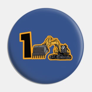 1st Birthday Tshirt Excavator Birthday Pin