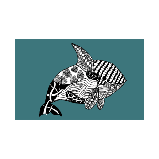 Whale drawn with Zentangle patterns T-Shirt