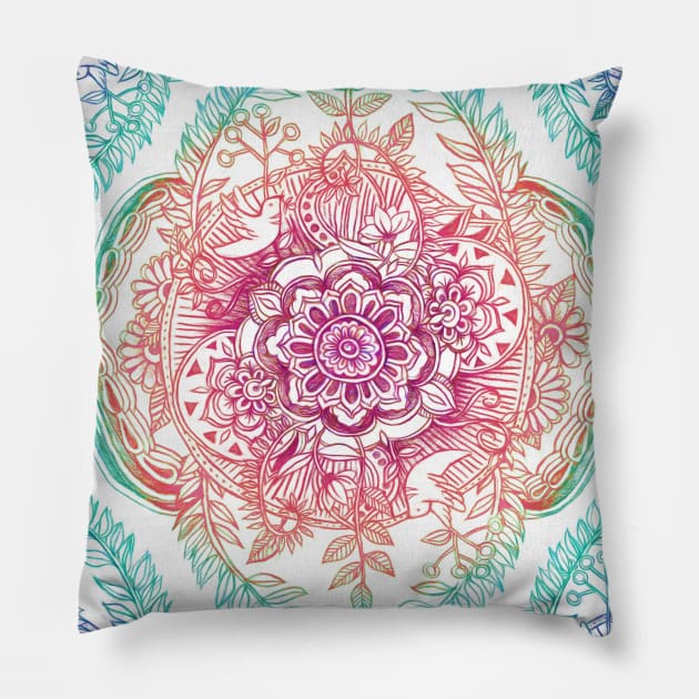 Indian Ink - Rainbow version Pillow by micklyn