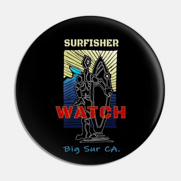 Big Sur California Surfer Dude Pin by The Witness