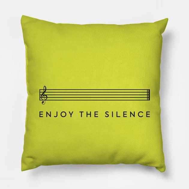 Enjoy the Silence (Black) Pillow by daparacami