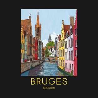 A Pop Art Travel Print of Bruges - Belgium T-Shirt