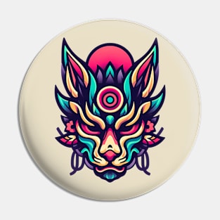 Japanese Wolf Mask Pin