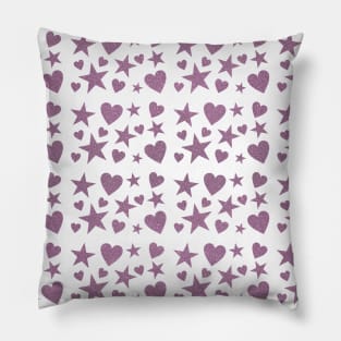 Pink glitter naif hearts and stars (great for kids!) Pillow