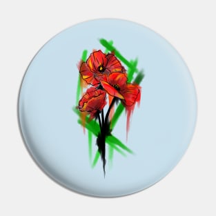 Watercolor Poppy Flower Pin