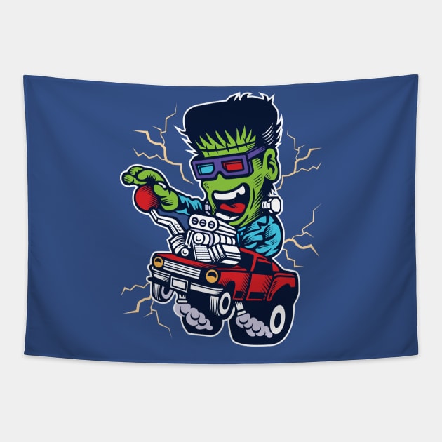 Monster Trucker Tapestry by DesignFury