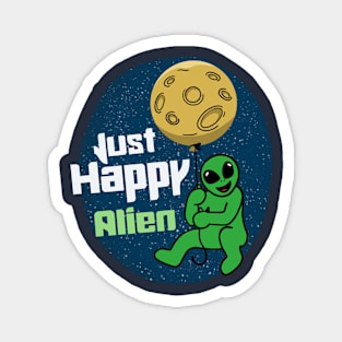 Happy Alien with the Planet Balloon Magnet