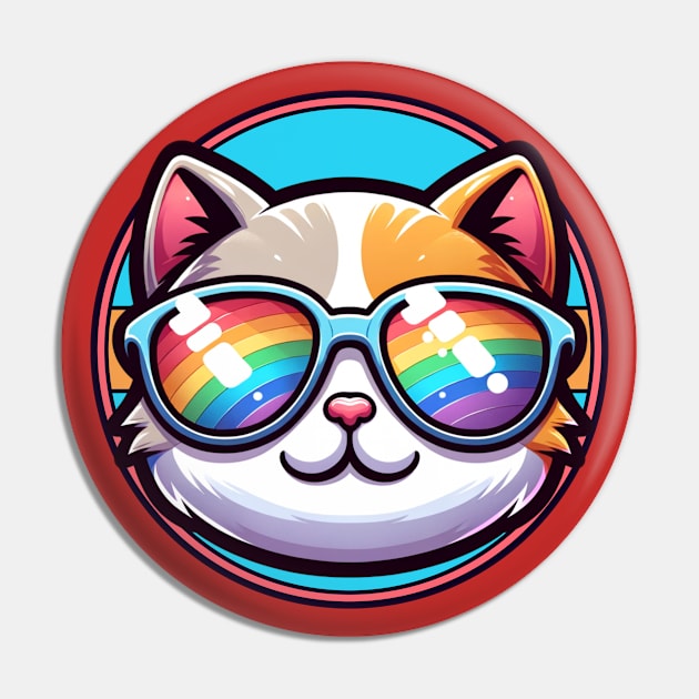 Cool Rainbow Cat - LGBTQ Pride Pin by Prideopenspaces