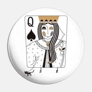 Queen of Spades playing card. Black ledy .Valentines day Pin