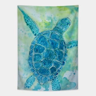 Blue Sea Turtle Tapestry