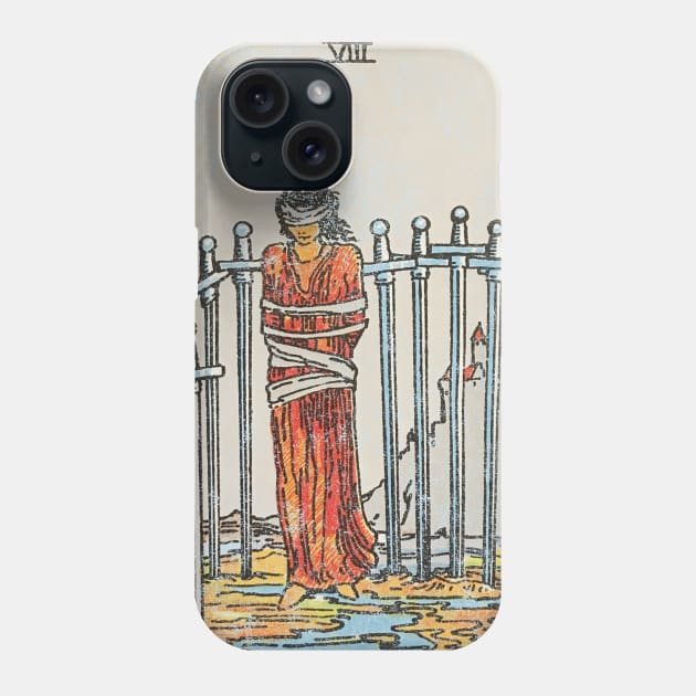 Eight of swords tarot card (distressed) Phone Case by Nate's World of Tees