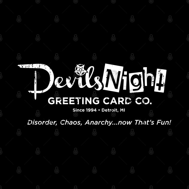 Devil's Night Greeting Card Co (white ink) by SaltyCult