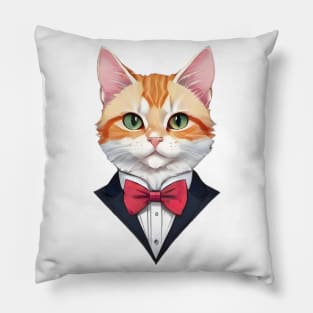 Fancy Cat with Bowtie no.14 Pillow