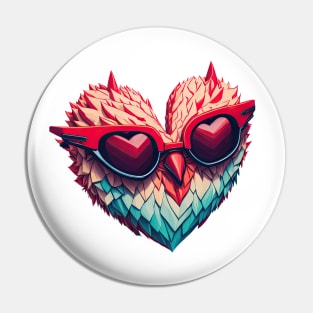 Feathered Heart with Sunglasses Art Pin